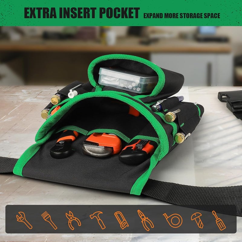 UUP Magnetic Tool Belt for Men, 26 Pockets Heavy Duty Tool Pouch, Valentine's Day Gifts, Magnet Holster Nail Utility Toolbelt Detachable Waist Holder for Handyman Contractor Mechanic Plumber Roofer -Green - Image 4